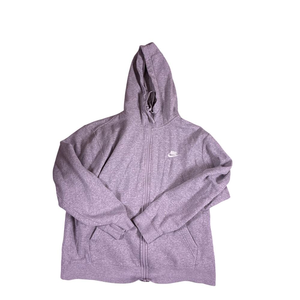 Nike Fleece Zip Up Jacket Large Heather Grey Full Zip Hoodie Unisex